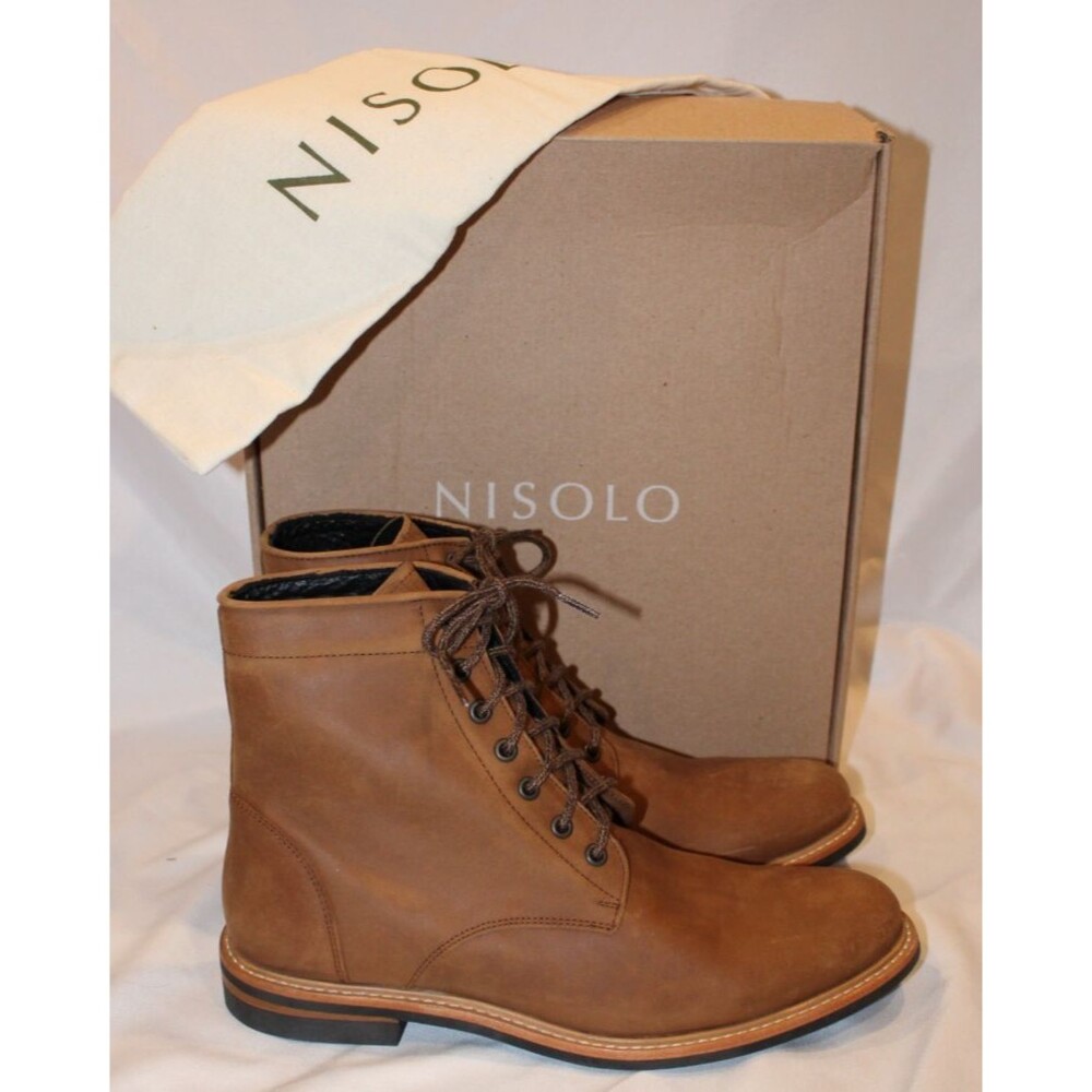 NISOLO MEN'S ALL WEATHER ANDRES SUEDE BOOTS TOBACCO BROWN $280 NIB